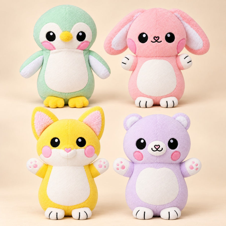 Die vier Leuchtbuddy Tierfreunde Pinguin, Häschen, Fuchs und Bär